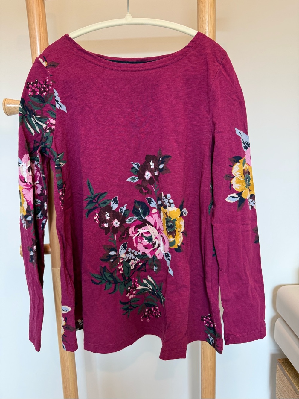 Joules Magenta Floral Long Sleeve Top